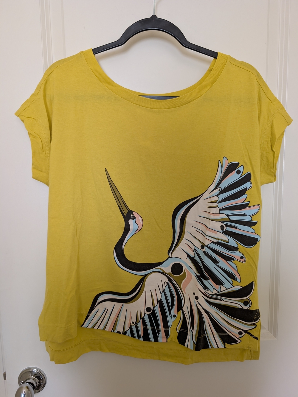 Anthropologie Yellow Crane Graphic Short Sleeve Tee